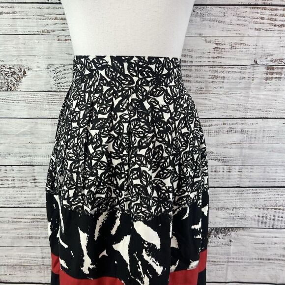 Avenue Skirt size 14 Black Red Leaves Knee A Line Pockets Modest Church Casual - Picture 3 of 10